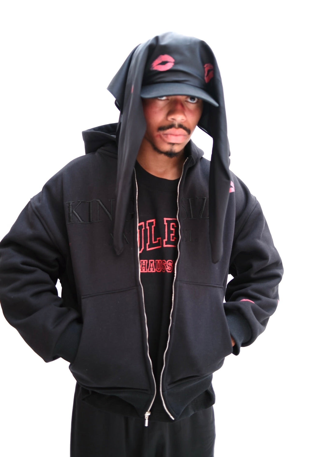 Kingsize black zip-up hoodie