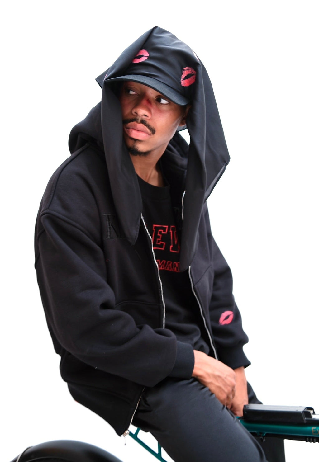 Kingsize black zip-up hoodie