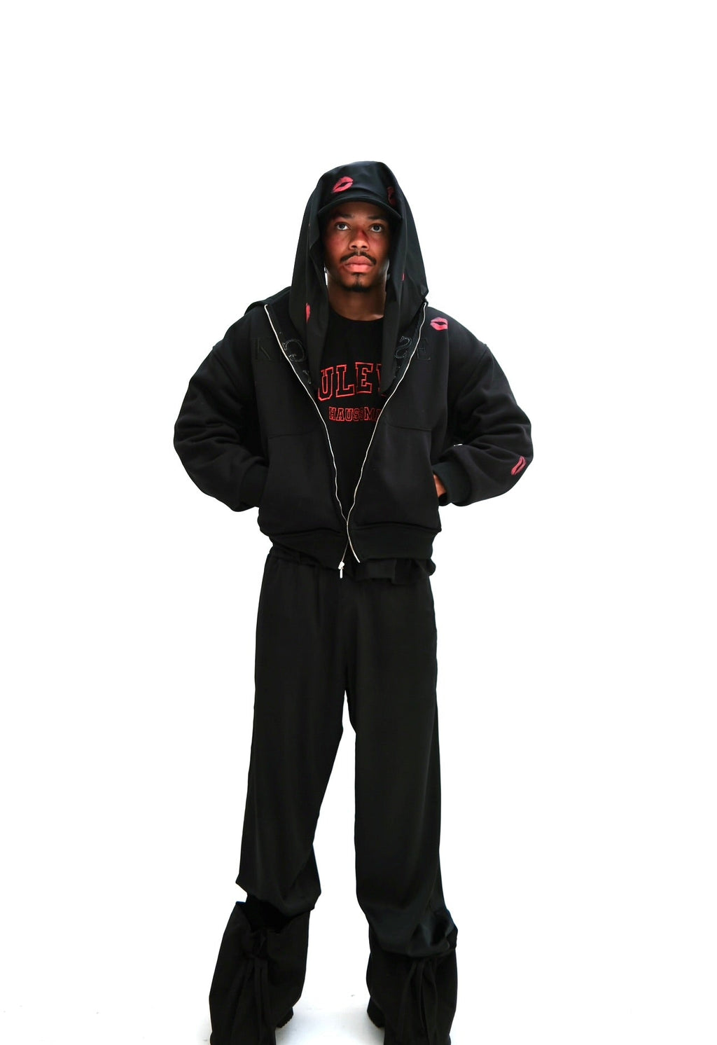 Kingsize black zip-up hoodie