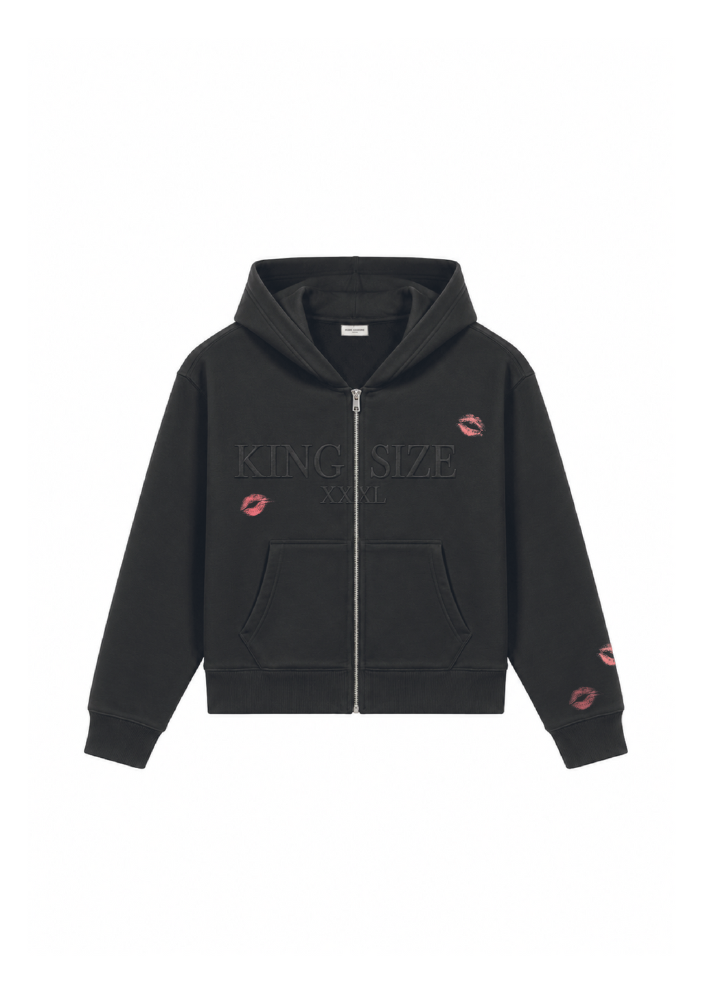 Kingsize black zip-up hoodie