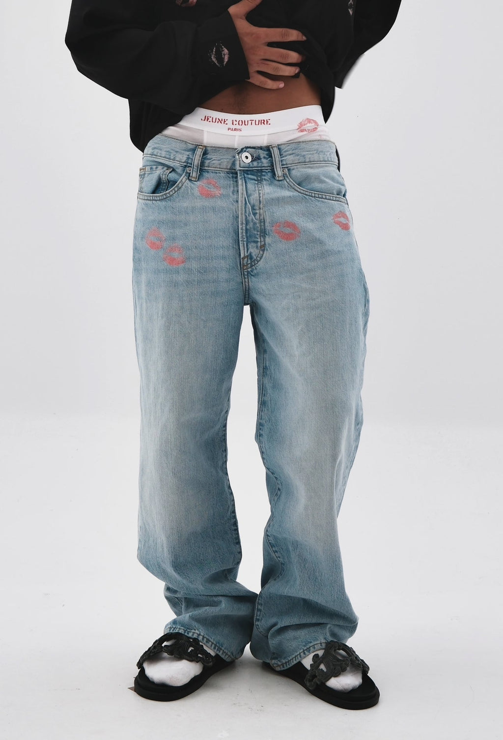 Blue denim trousers