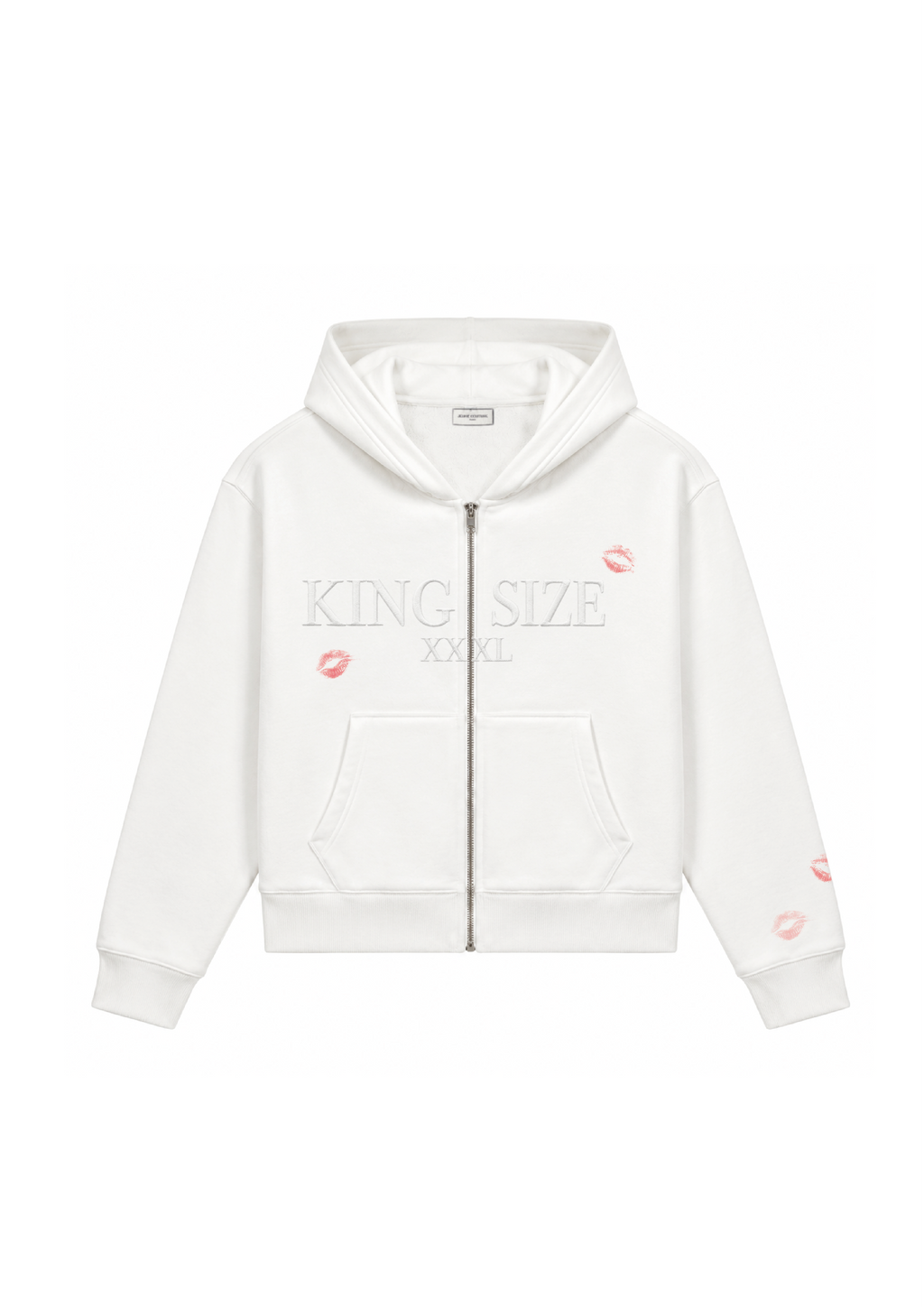 white kingsize zip-up hoodie